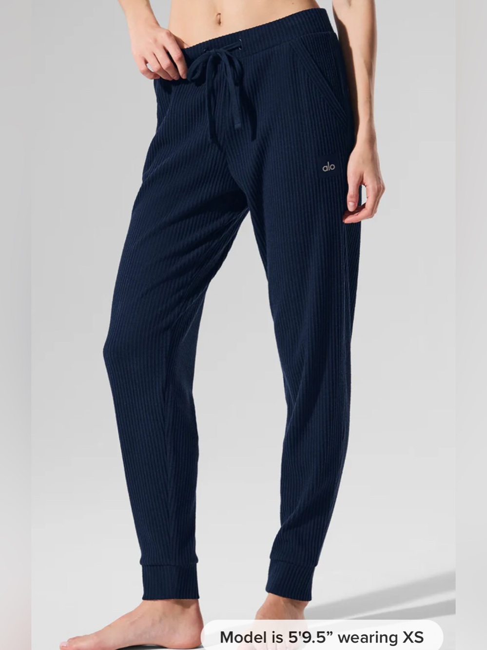 ALO Yoga Navy Muse Ribbed Drawstring Joggers